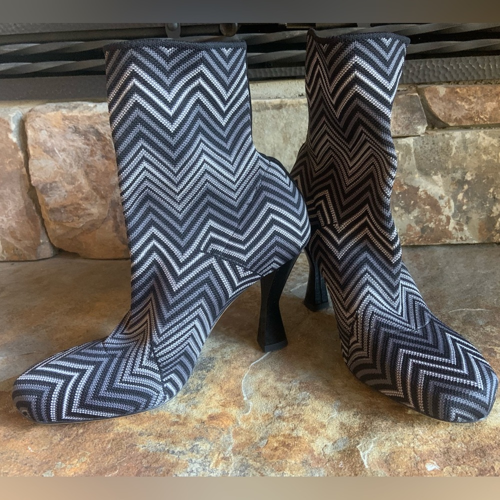 Missoni Black and White Zigzag Heeled Boots